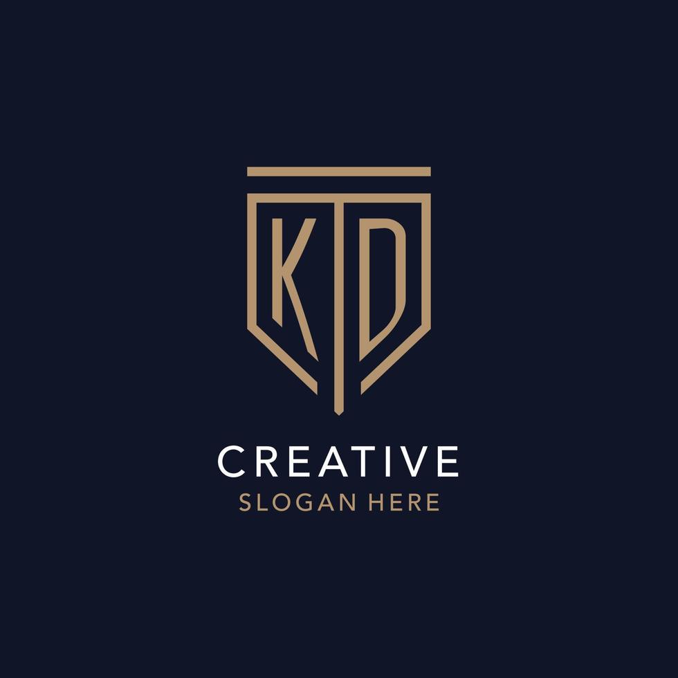 KD initial logo monogram with simple luxury shield icon design vector