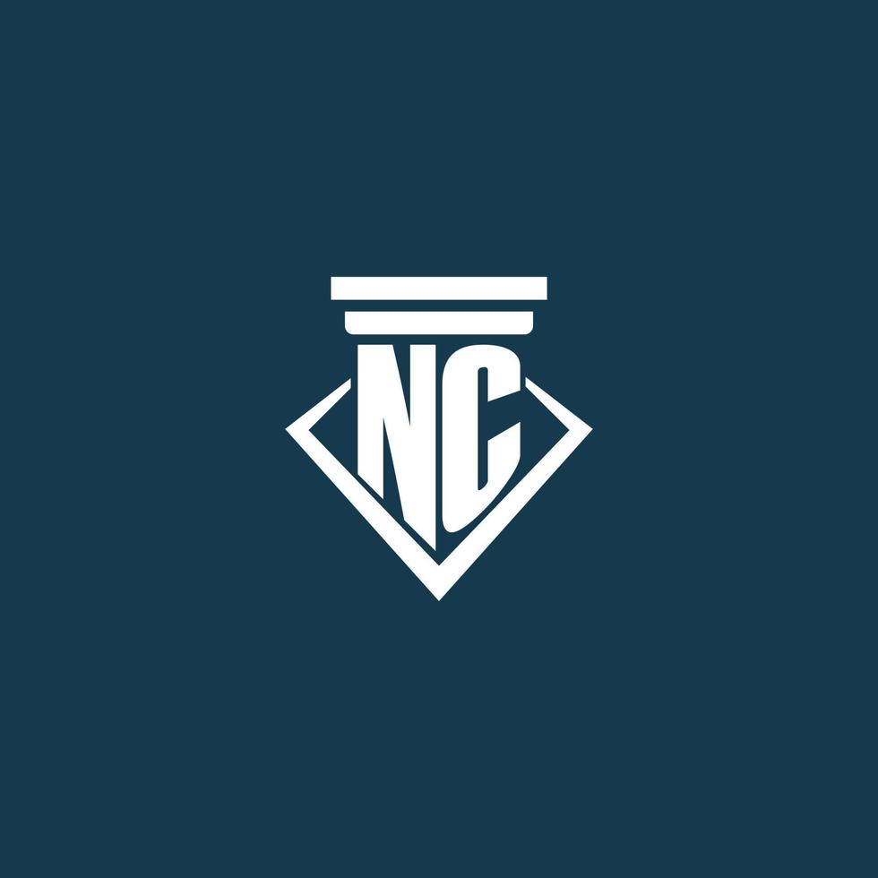NC initial monogram logo for law firm, lawyer or advocate with pillar icon design vector