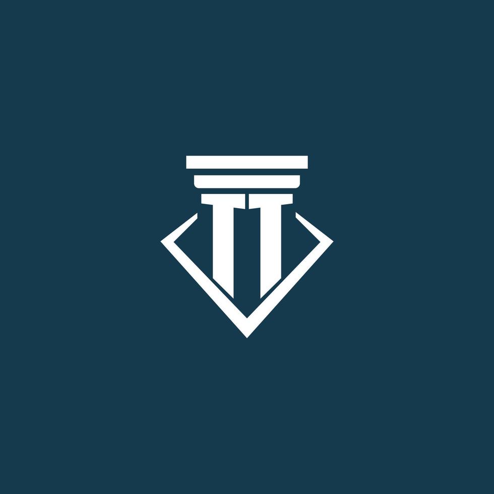 TT initial monogram logo for law firm, lawyer or advocate with pillar icon design vector