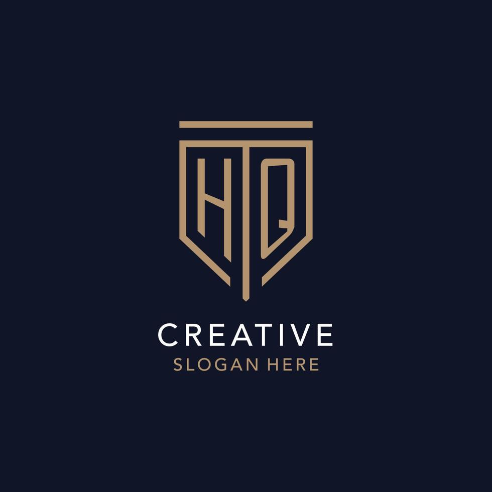 HQ initial logo monogram with simple luxury shield icon design vector