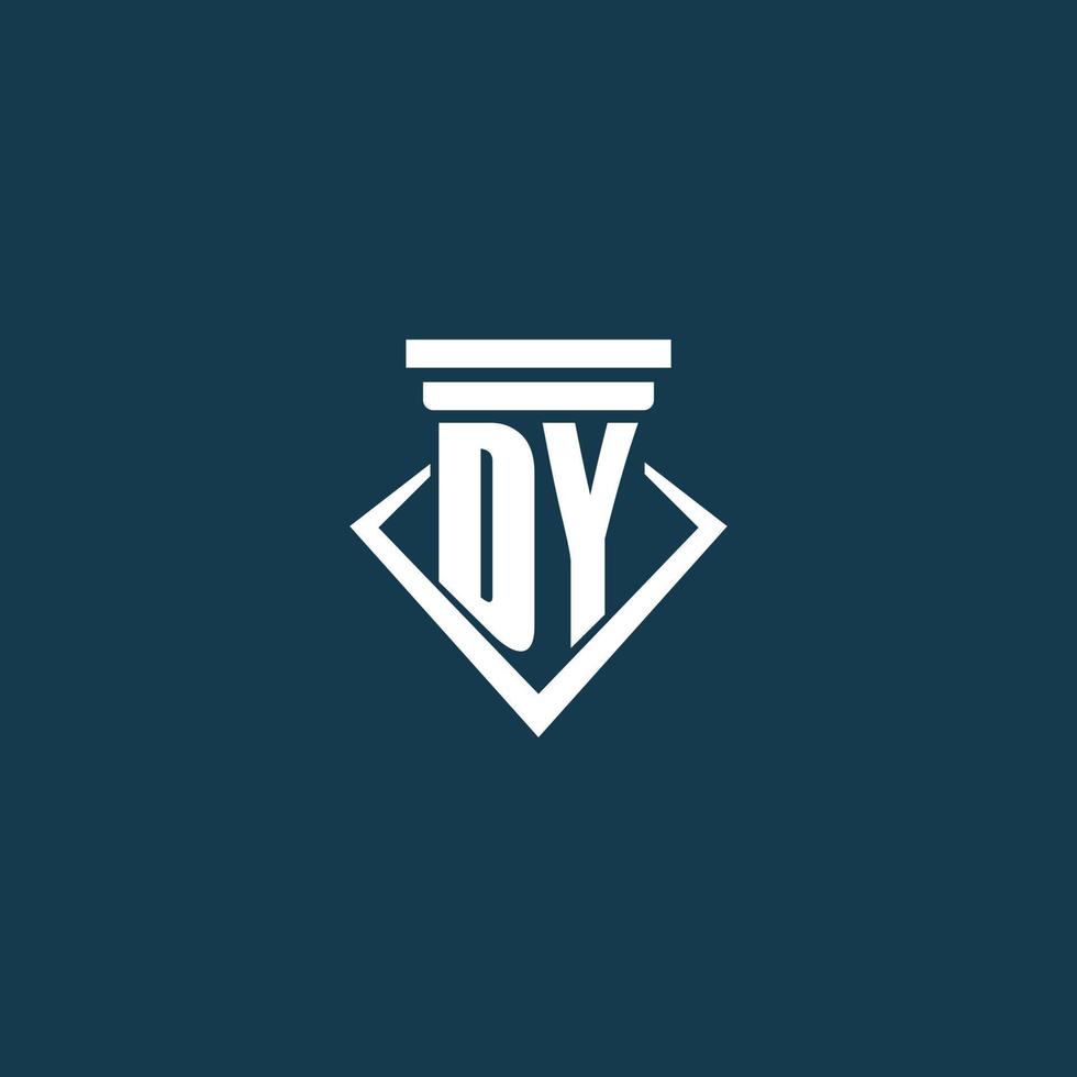 logotipo de monograma inicial de dy para bufete de abogados, abogado o defensor con diseño de icono de pilar vector