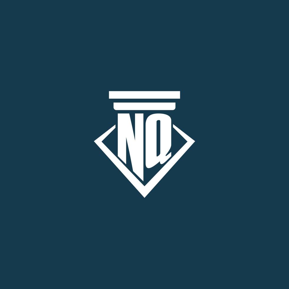 NQ initial monogram logo for law firm, lawyer or advocate with pillar