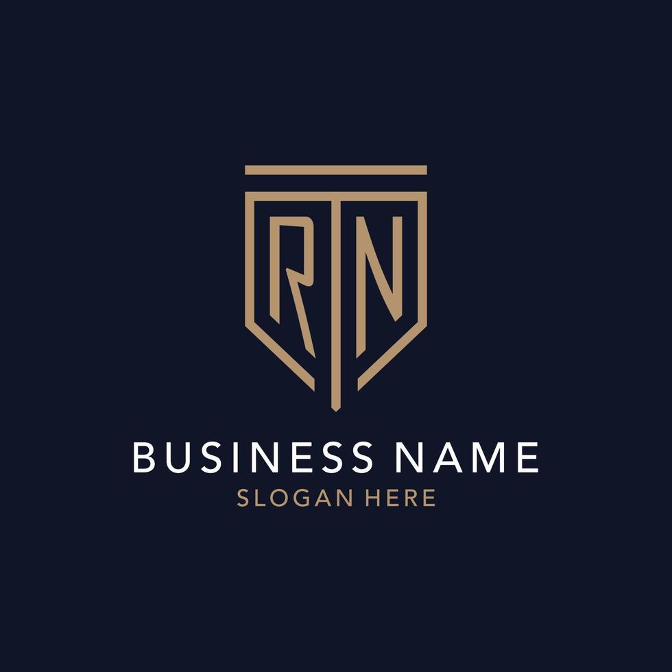 RN initial logo monogram with simple luxury shield icon design vector