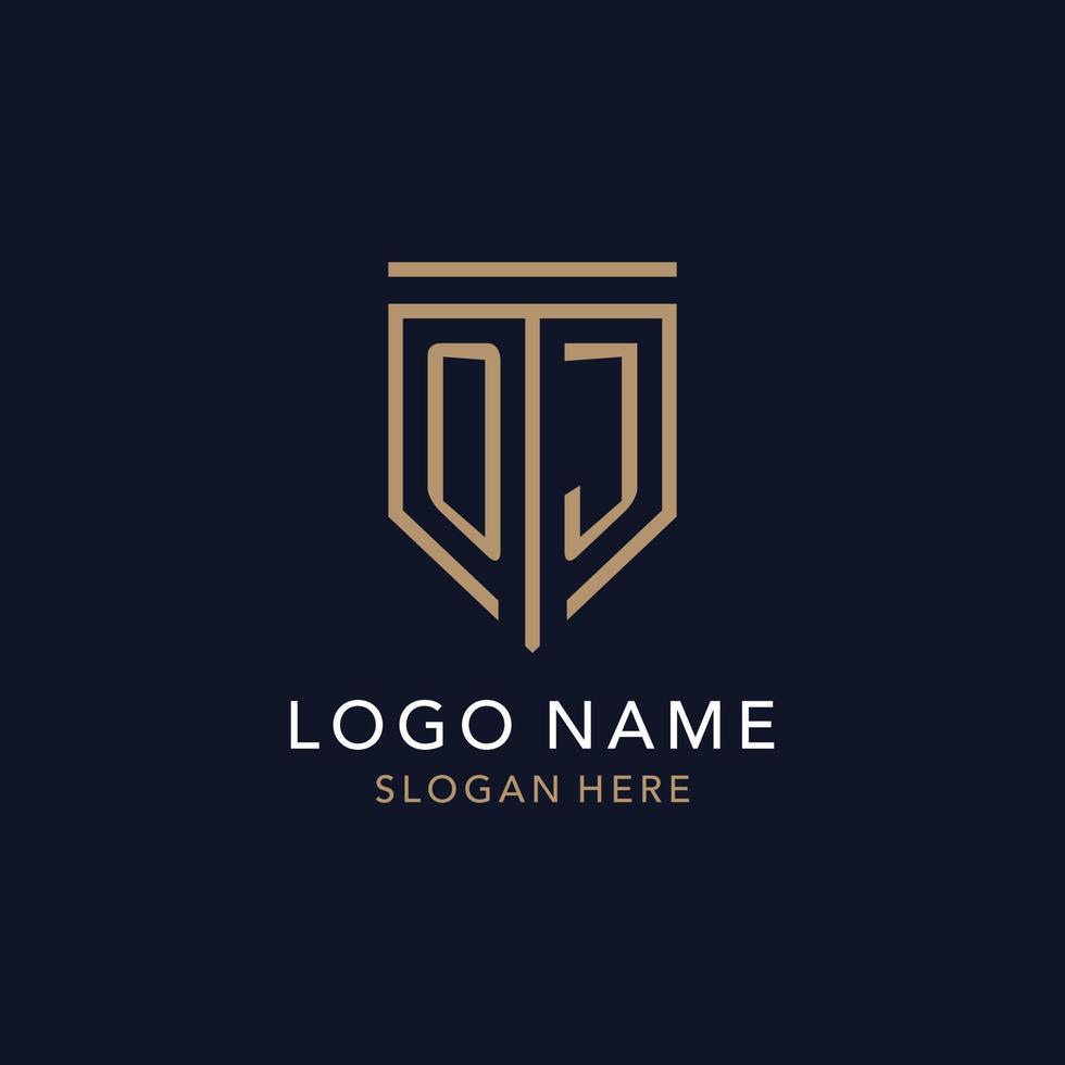 OJ initial logo monogram with simple luxury shield icon design vector