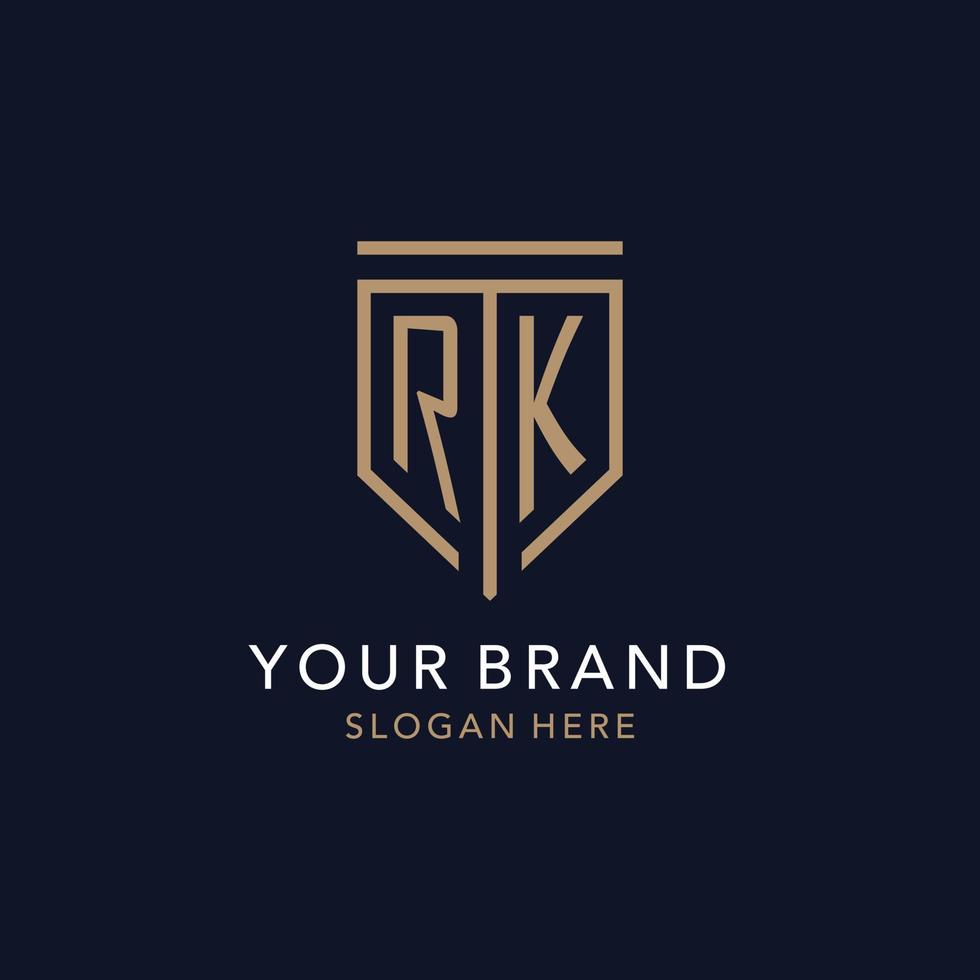 RK initial logo monogram with simple luxury shield icon design vector