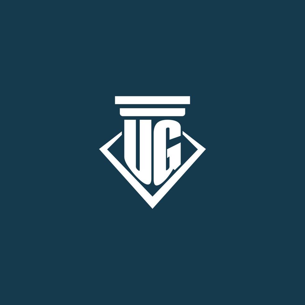 logotipo de monograma inicial de ug para bufete de abogados, abogado o defensor con diseño de icono de pilar vector
