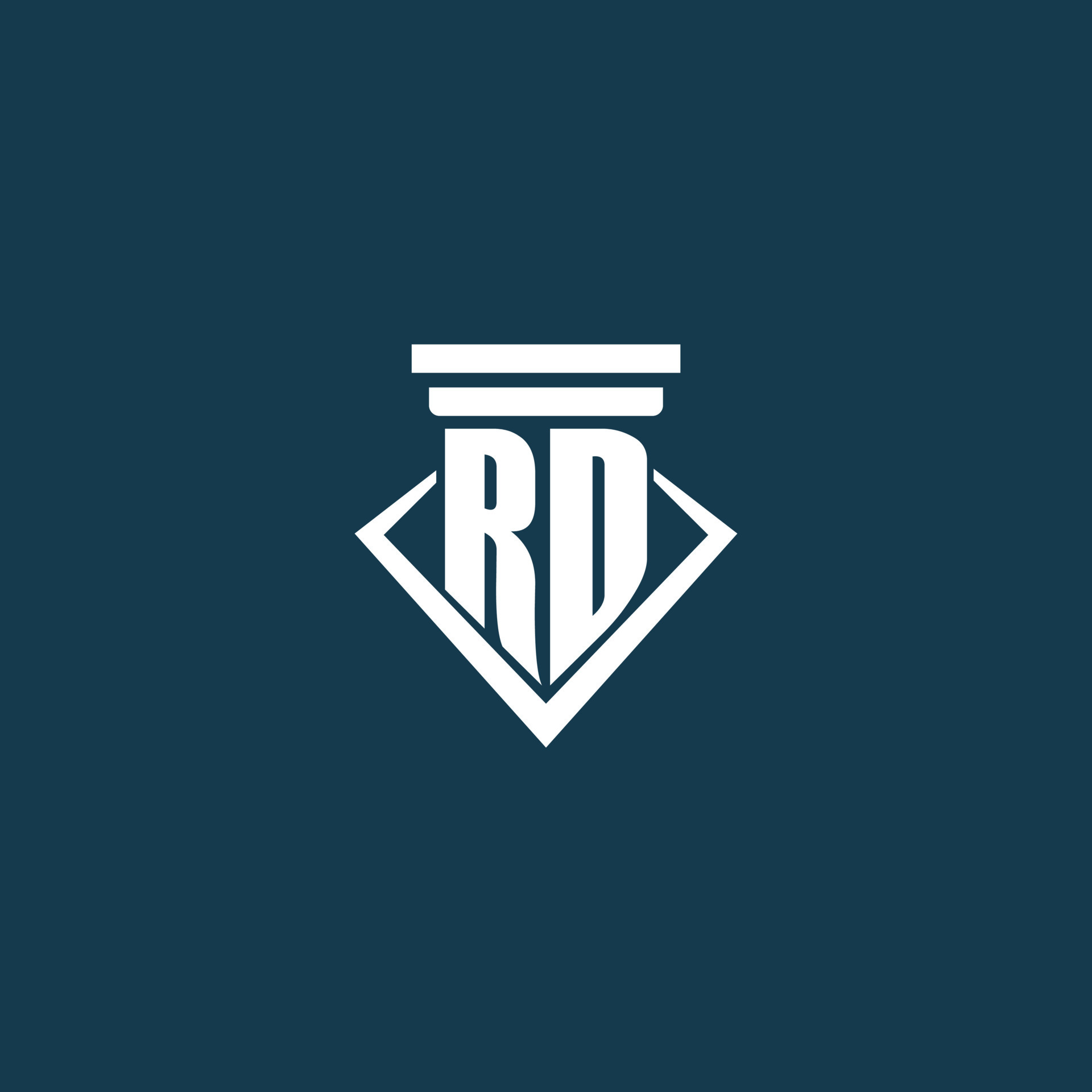 RD initial monogram logo for law firm, lawyer or advocate with pillar
