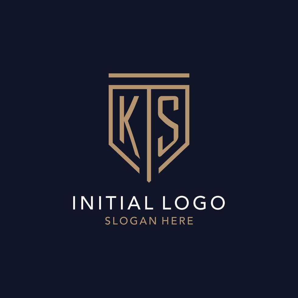 KS initial logo monogram with simple luxury shield icon design vector