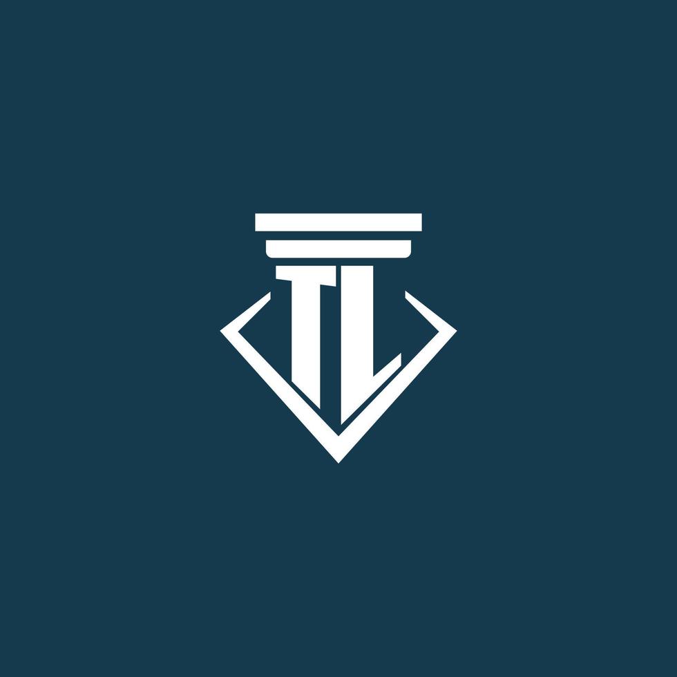 TL initial monogram logo for law firm, lawyer or advocate with pillar icon design vector