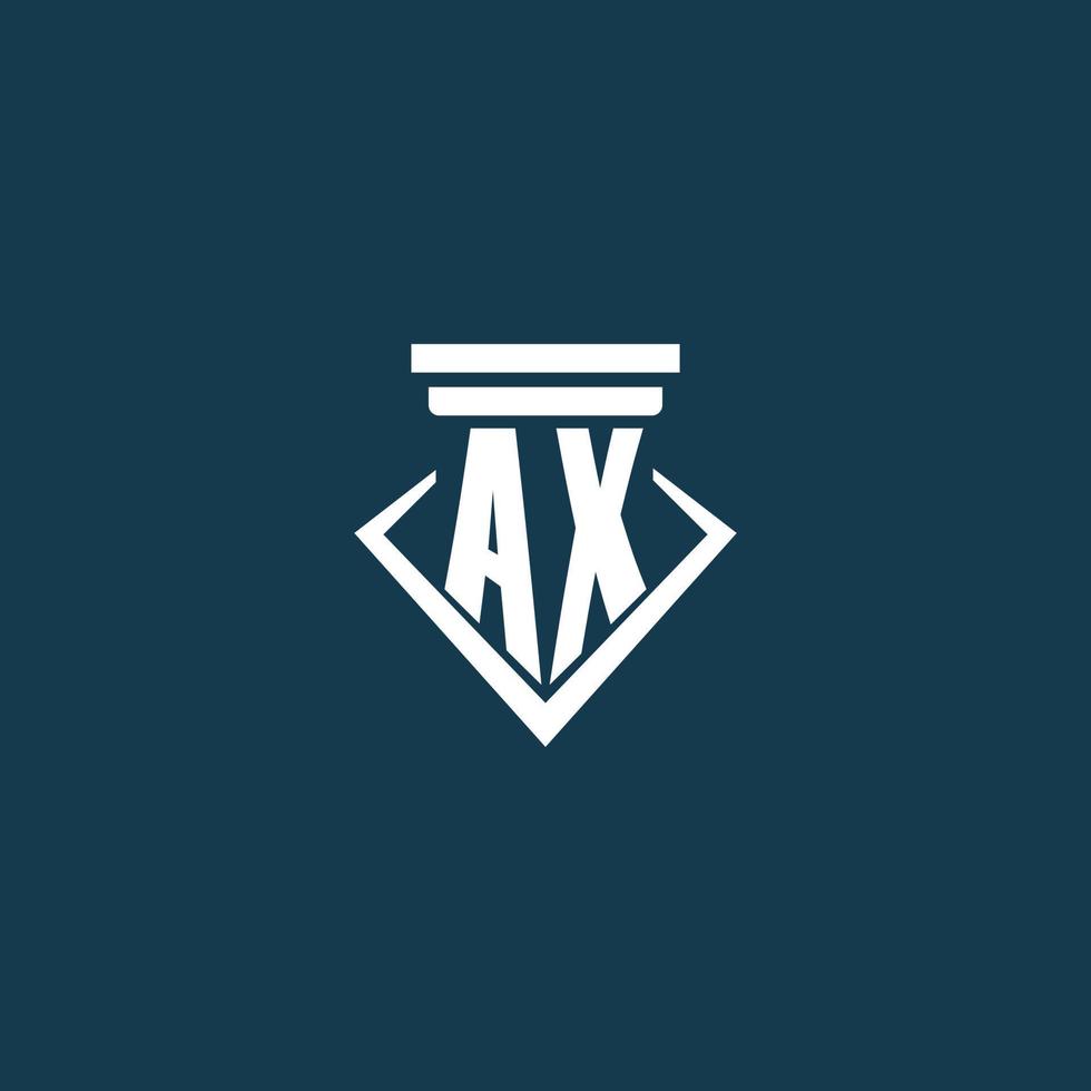 AX initial monogram logo for law firm, lawyer or advocate with pillar icon design vector