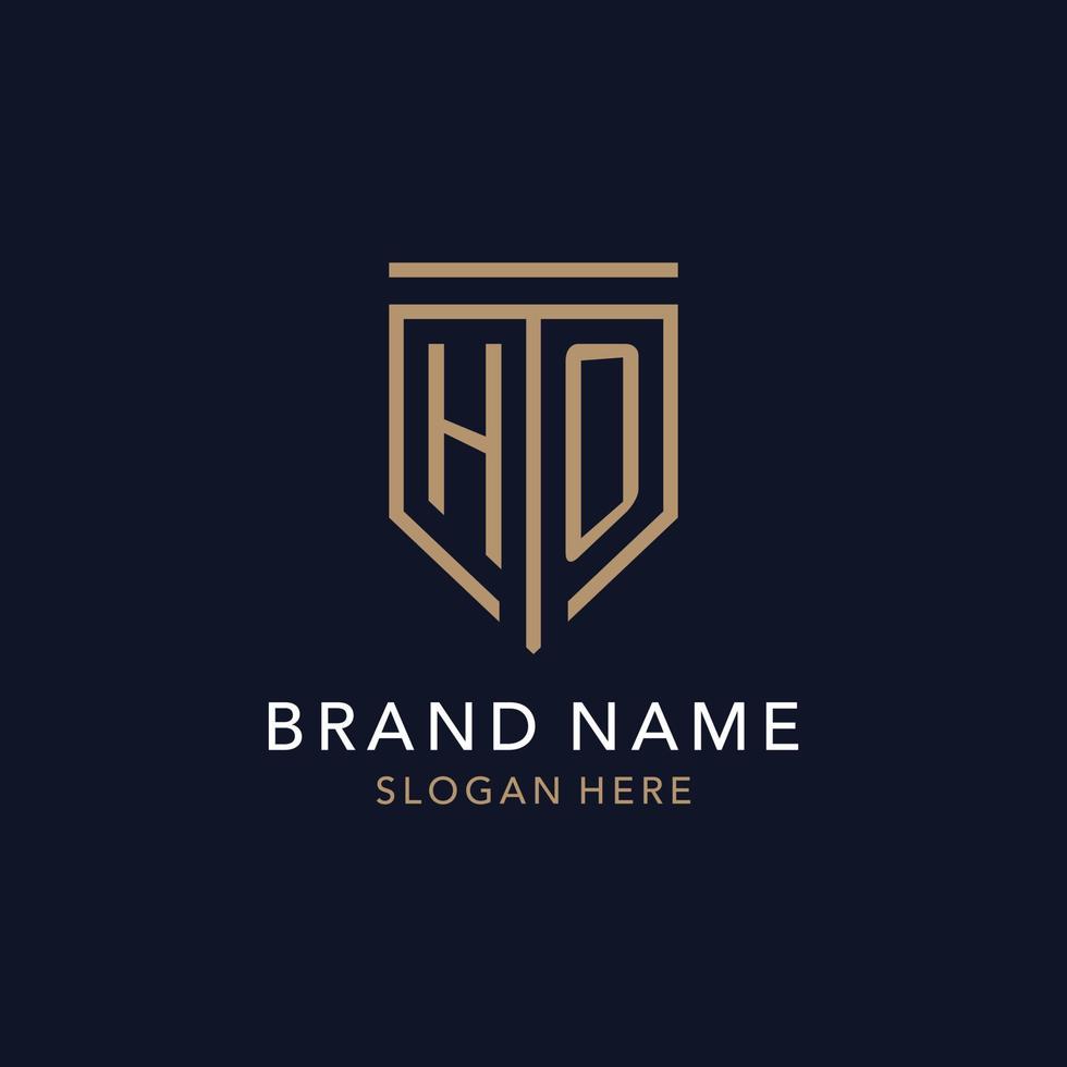 HO initial logo monogram with simple luxury shield icon design vector