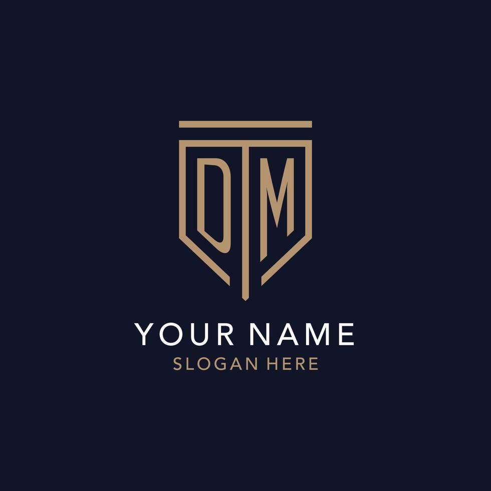 DM initial logo monogram with simple luxury shield icon design vector