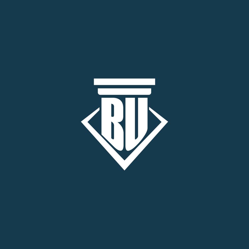 BU initial monogram logo for law firm, lawyer or advocate with pillar icon design vector