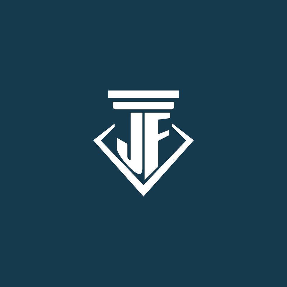 logotipo de monograma inicial jf para bufete de abogados, abogado o defensor con diseño de icono de pilar vector