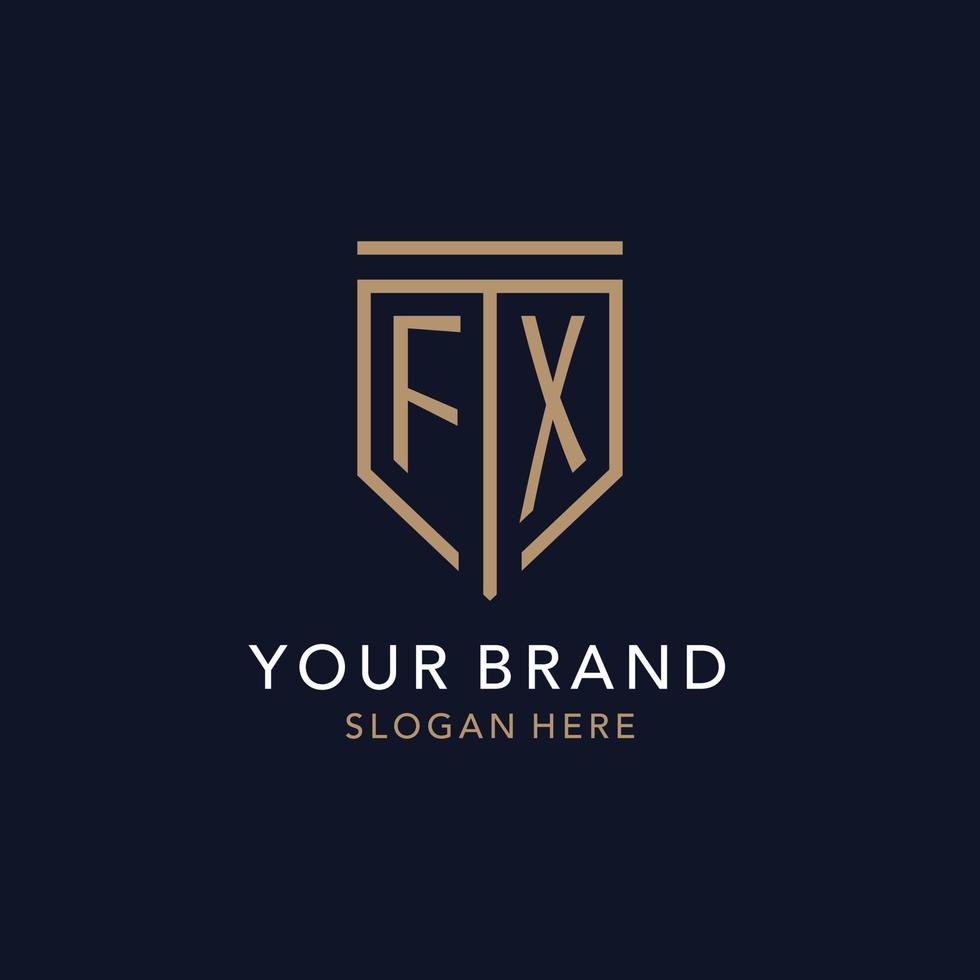 FX initial logo monogram with simple luxury shield icon design vector