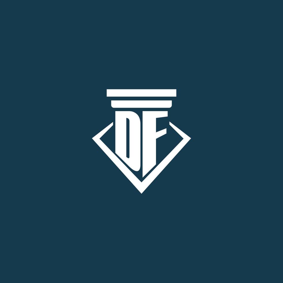 DF initial monogram logo for law firm, lawyer or advocate with pillar icon design vector