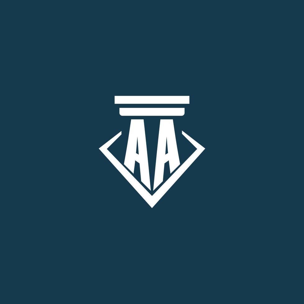 AA initial monogram logo for law firm, lawyer or advocate with pillar icon design vector