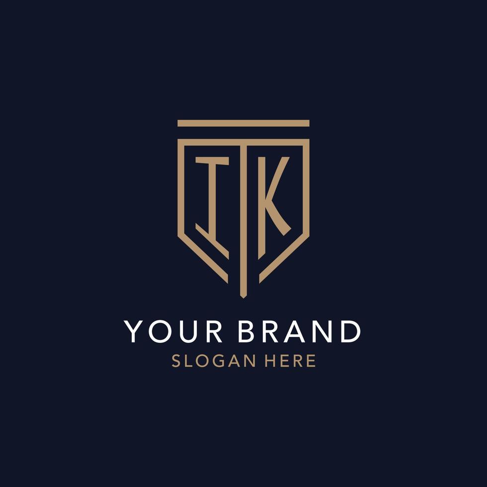IK initial logo monogram with simple luxury shield icon design vector