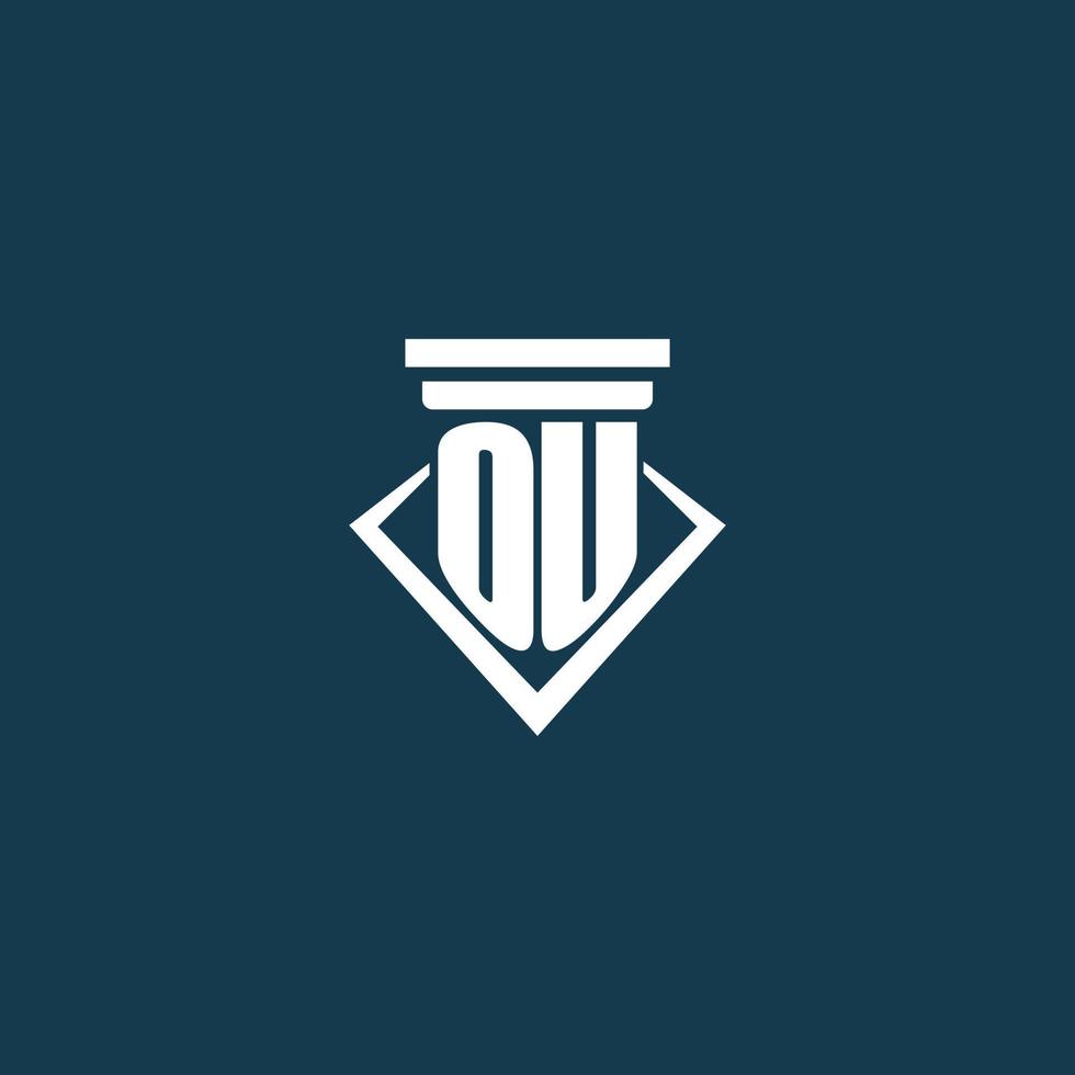 OU initial monogram logo for law firm, lawyer or advocate with pillar icon design vector