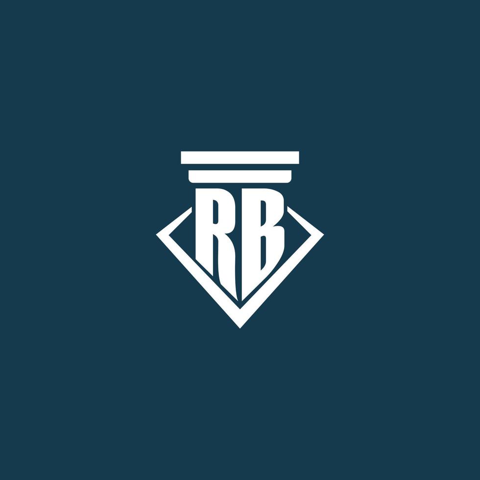 logotipo de monograma inicial rb para bufete de abogados, abogado o defensor con diseño de icono de pilar vector