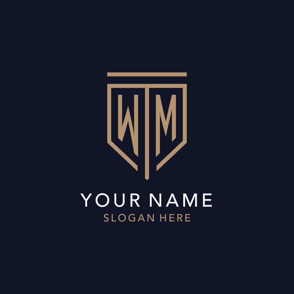 WM initial logo monogram with simple luxury shield icon design vector