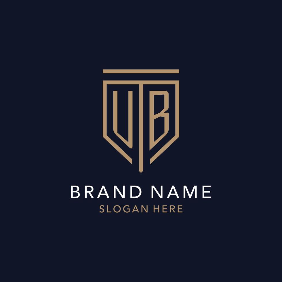 UB initial logo monogram with simple luxury shield icon design vector
