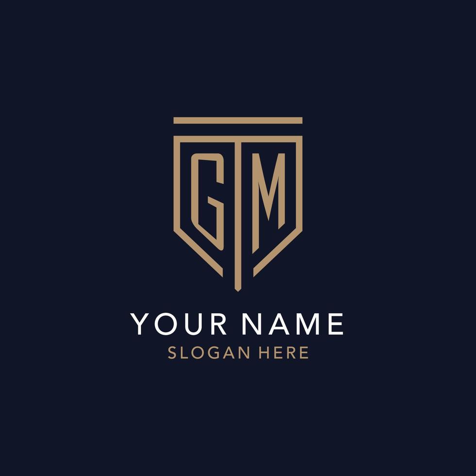 GM initial logo monogram with simple luxury shield icon design vector