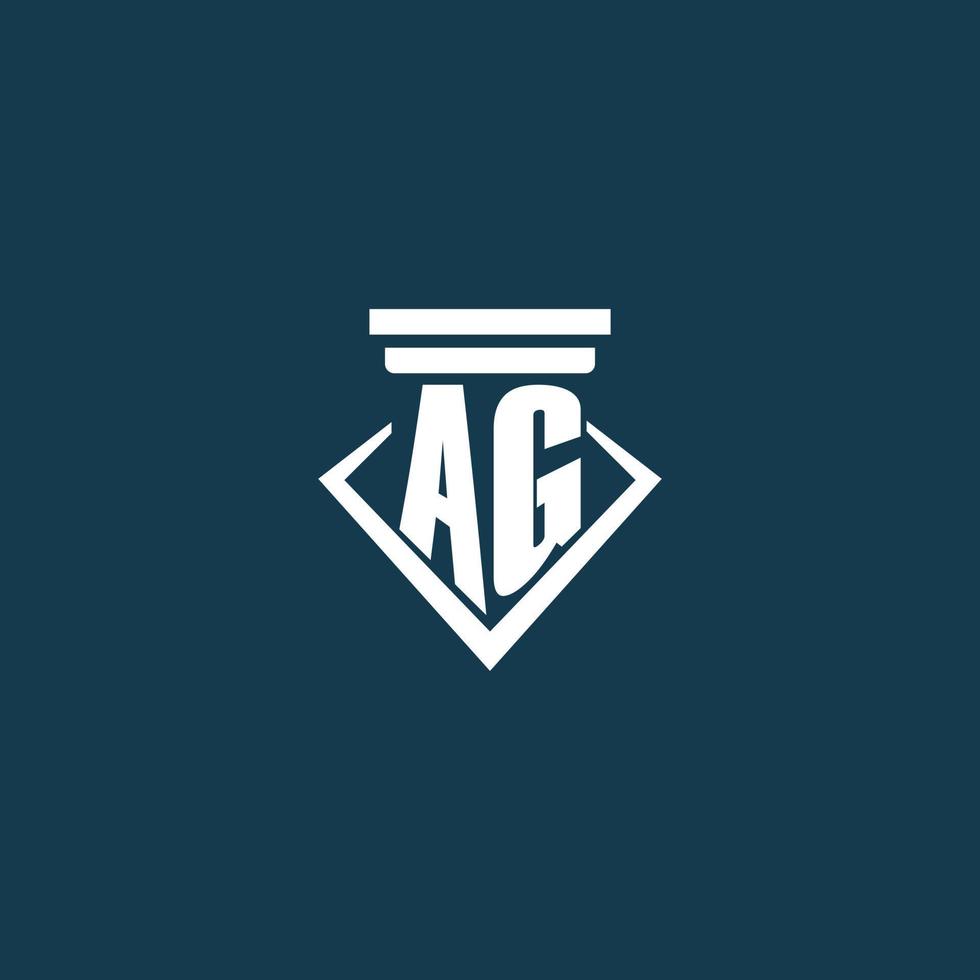 logotipo de monograma inicial ag para bufete de abogados, abogado o defensor con diseño de icono de pilar vector