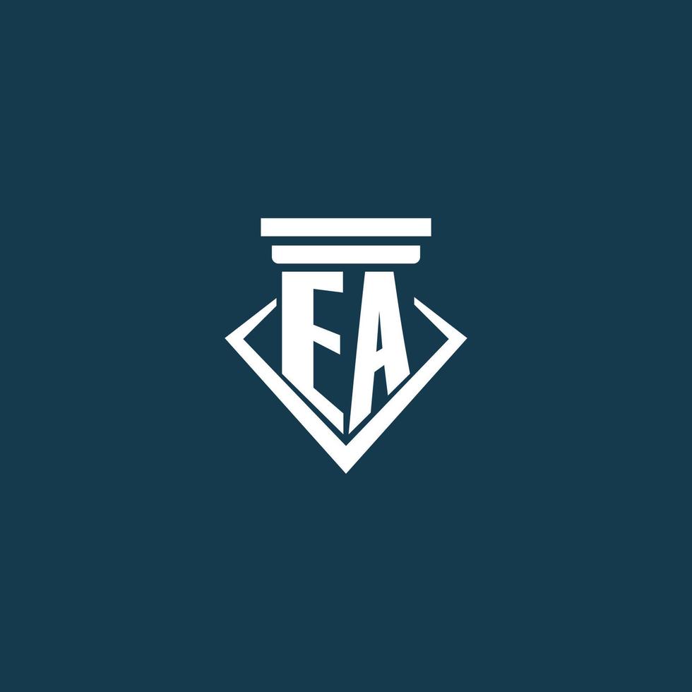 logotipo de monograma inicial de ea para bufete de abogados, abogado o defensor con diseño de icono de pilar vector