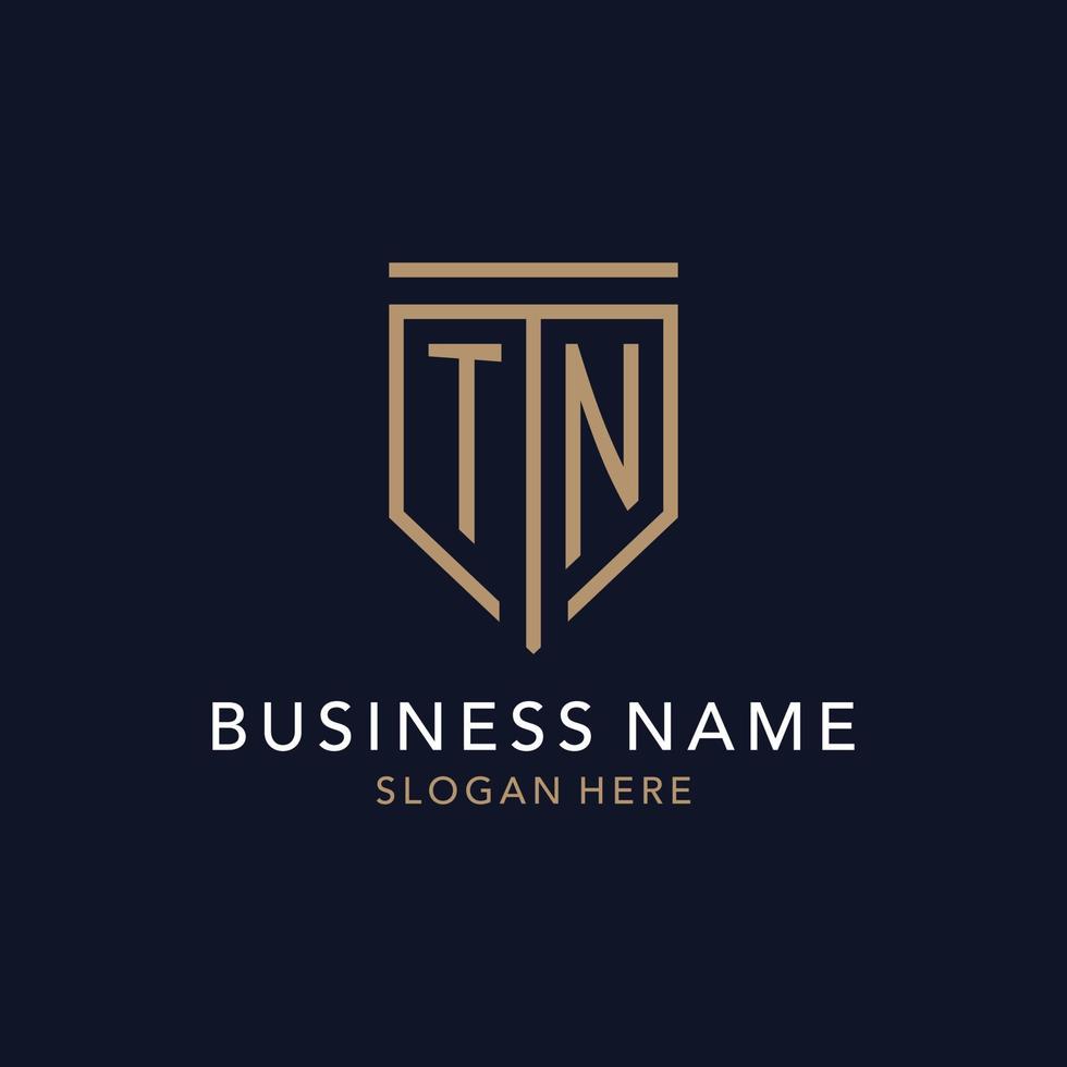 TN initial logo monogram with simple luxury shield icon design vector