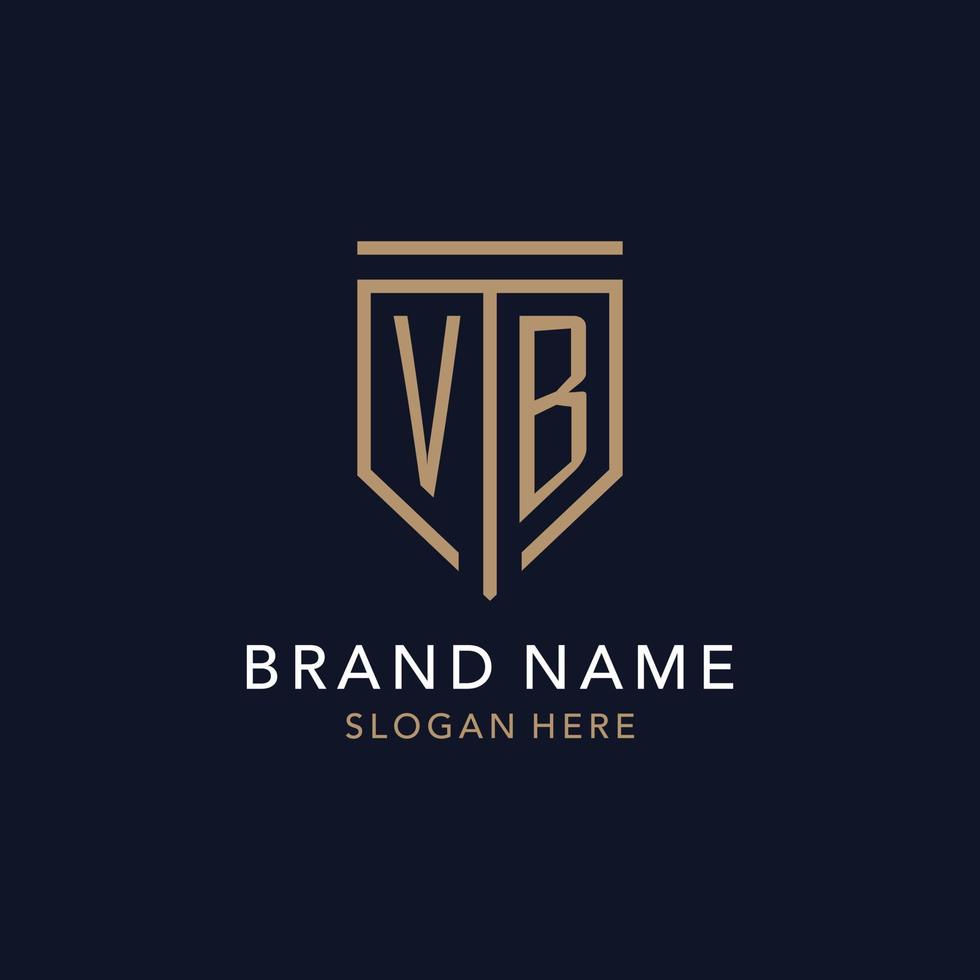 VB initial logo monogram with simple luxury shield icon design vector