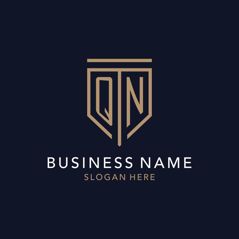 QN initial logo monogram with simple luxury shield icon design vector