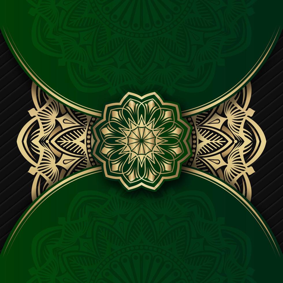luxury mandala background, green and gold vector