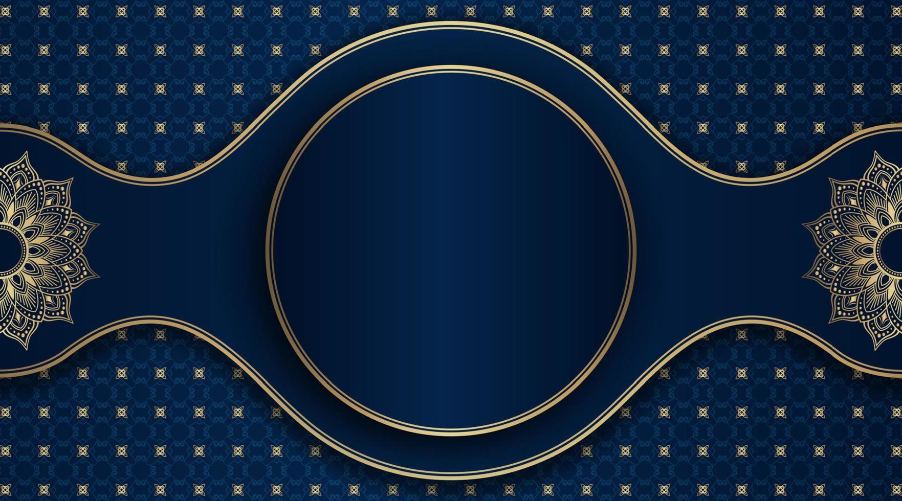 luxury mandala background, blue and gold, design vector