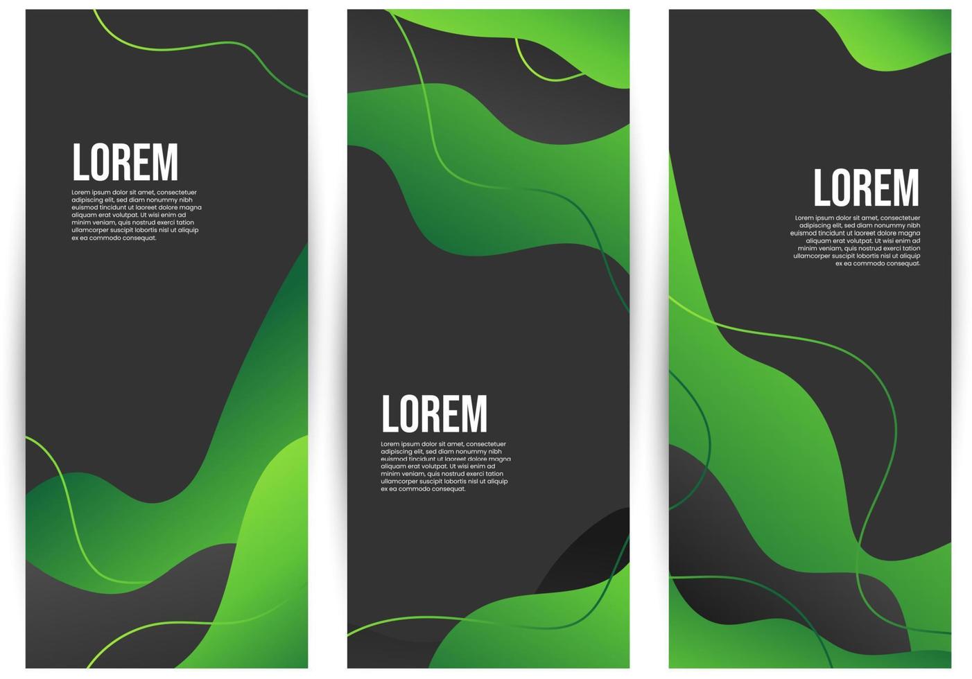 Green gradient vertical banners collection vector