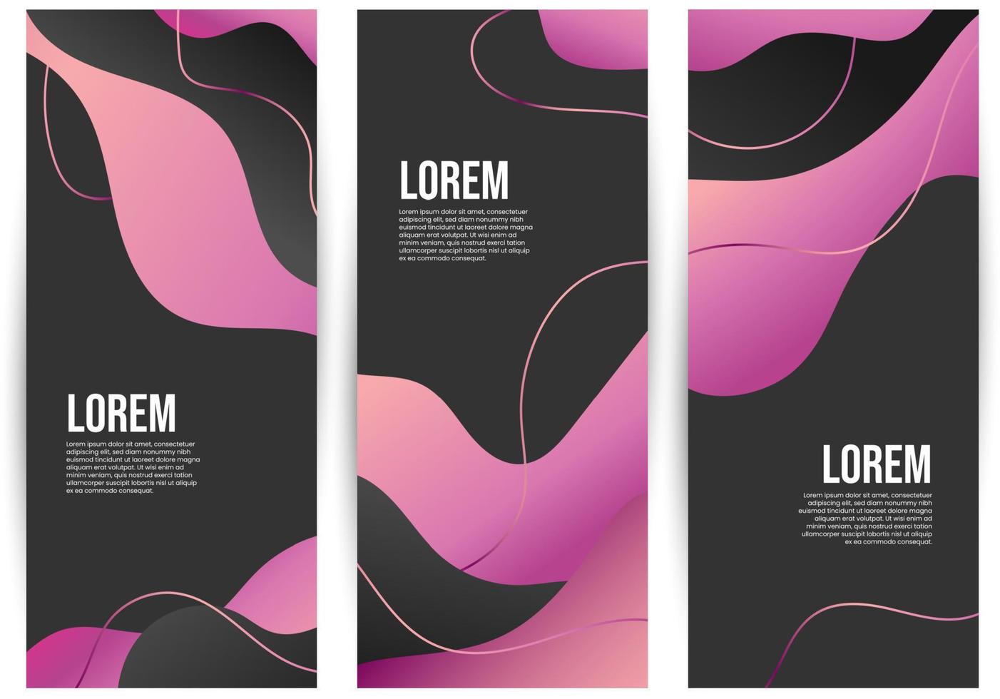 Pink gradient vertical banners collection vector