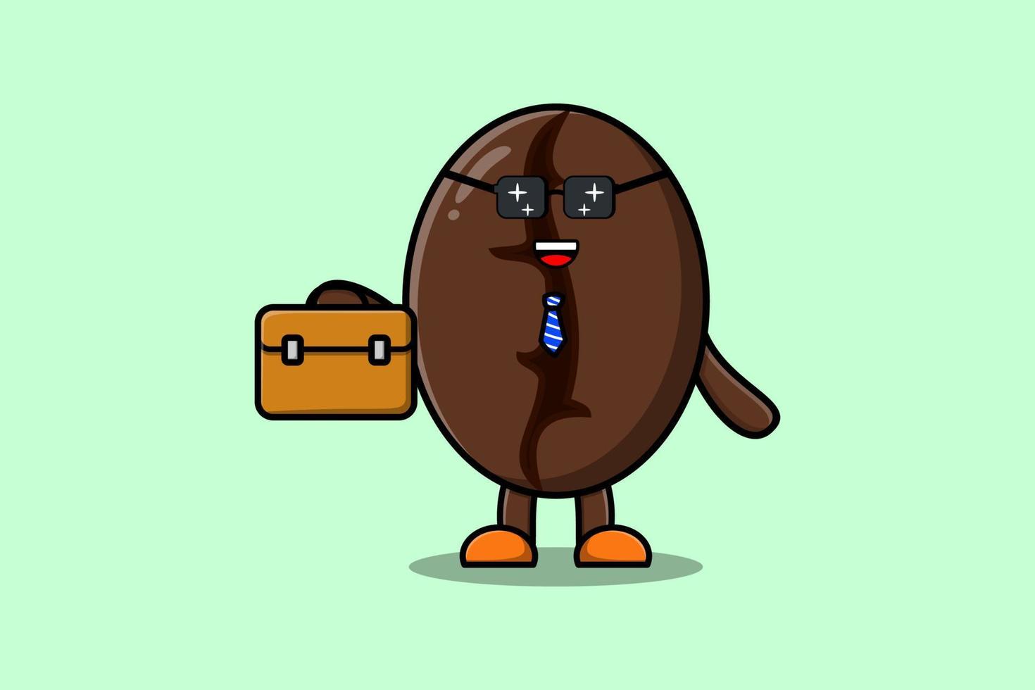 cartoon Coffee beans businessman holding suitcase vector