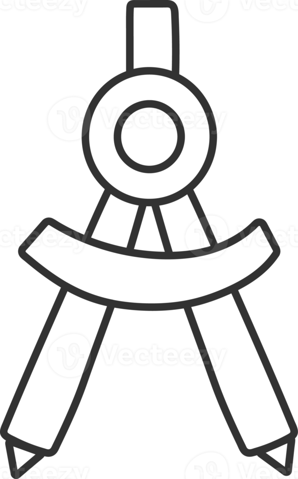 Kompasse schwarzes dünnes Linienelement, Schulsymbolsatz. png