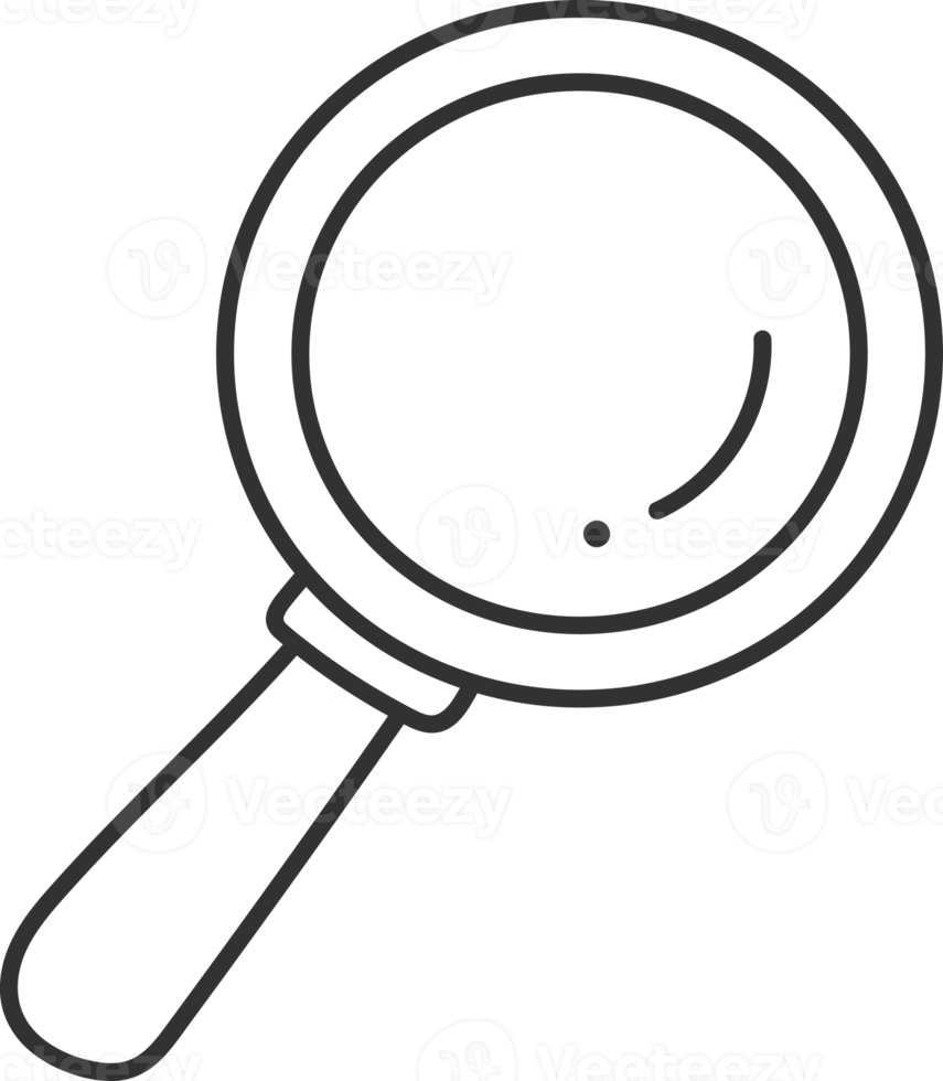 magnifying glass black thin line element, School icon set. png