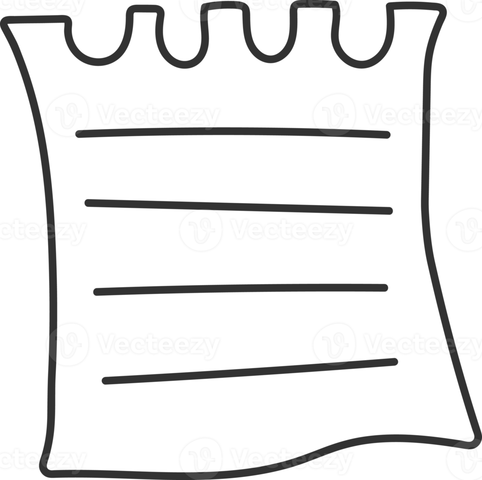 Notitie papier zwart dun lijn element, school- icoon set. png