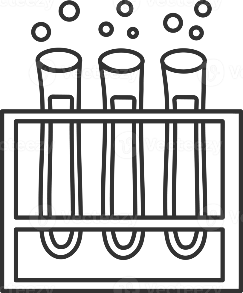 tubo de ensayo científico elemento de línea delgada negra, conjunto de iconos escolares. png