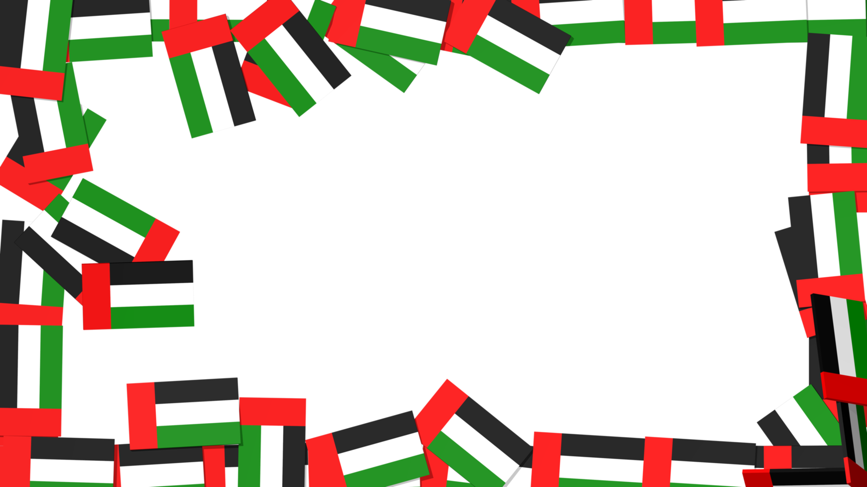 Flaggen der Vereinigten Arabischen Emirate, die von den Seiten fallen, Nationalfeiertag, Unabhängigkeitstag, 3D-Darstellung png