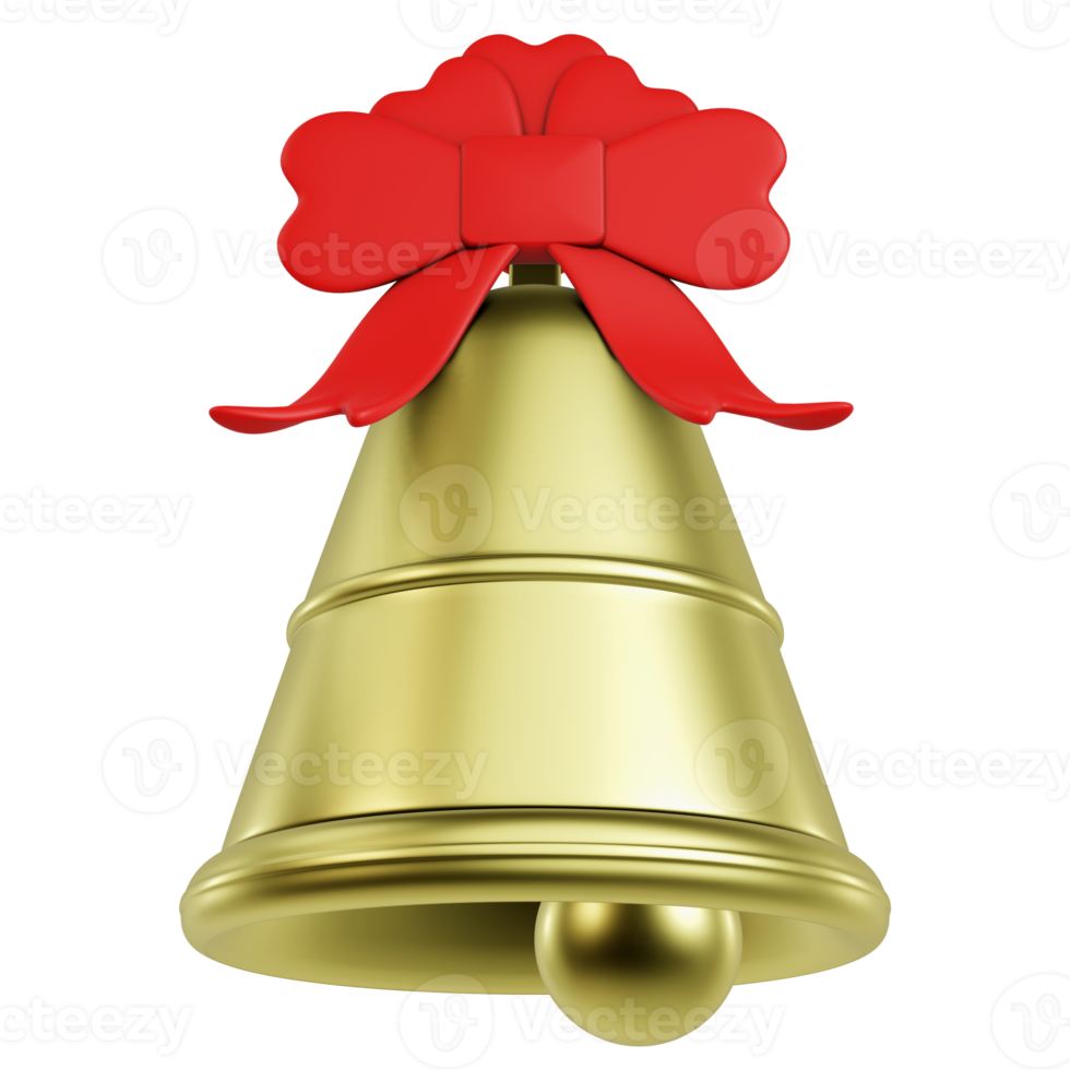 3D Christmas bell with high quality render png