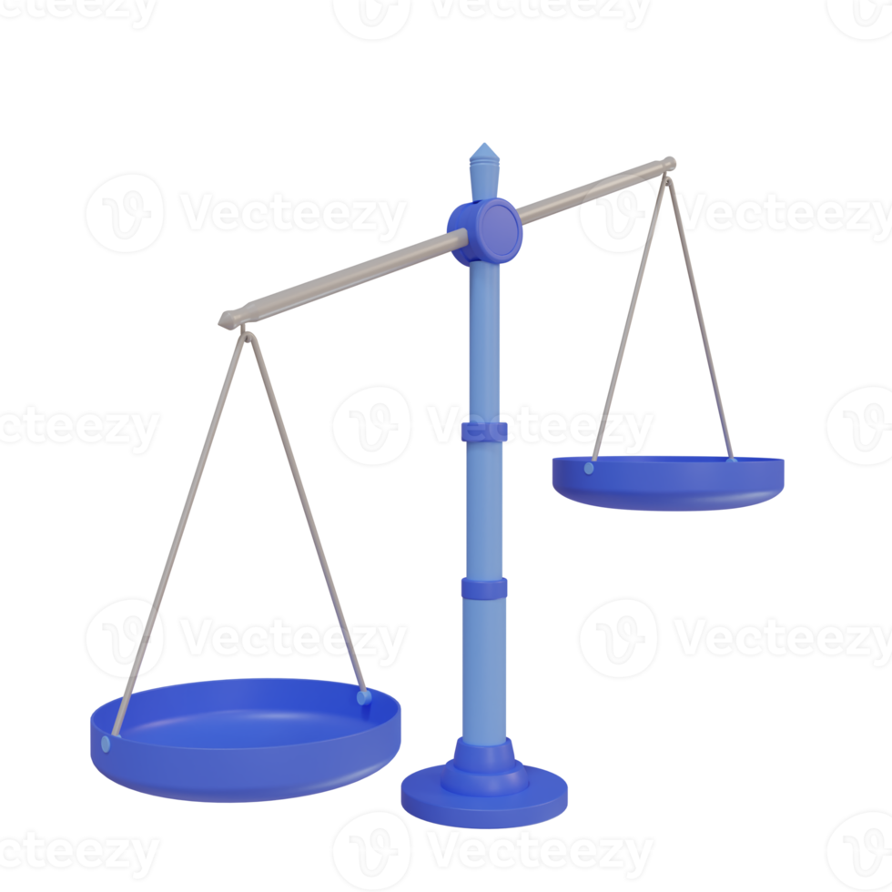 3d justice scale cartoon, unbalanced scale png