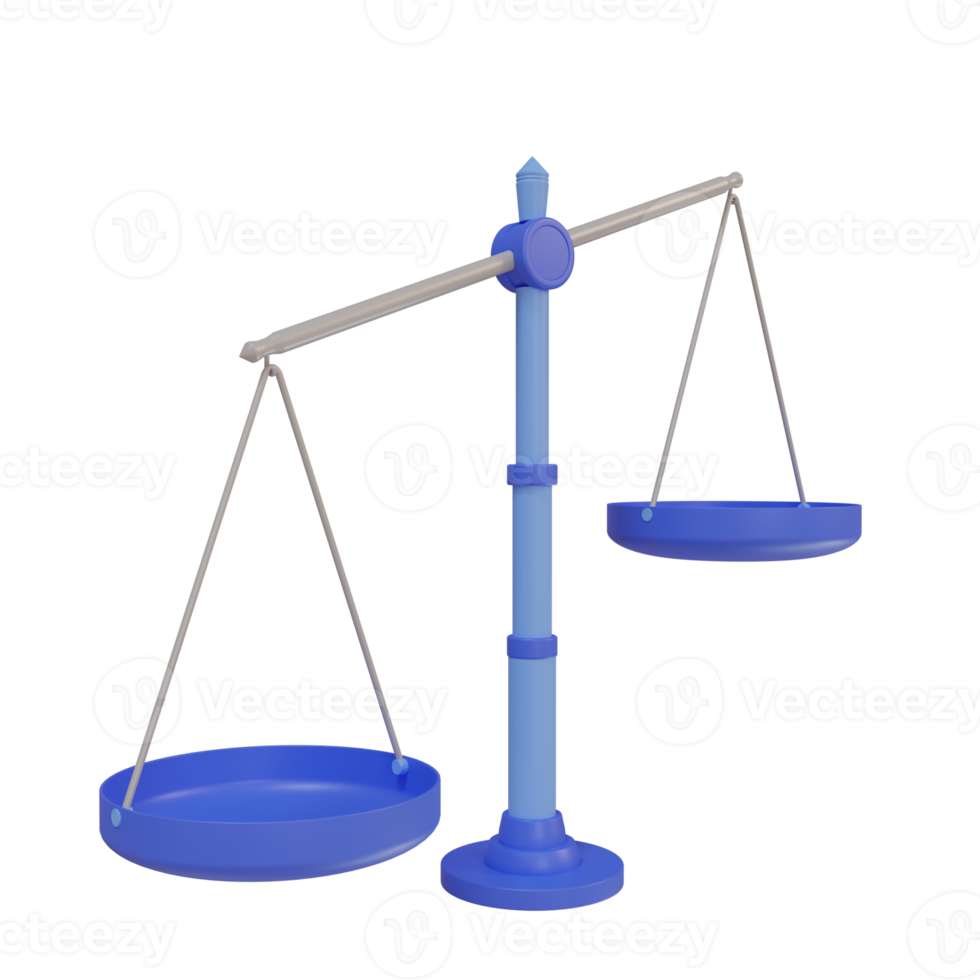 3d justice scale cartoon, unbalanced scale png