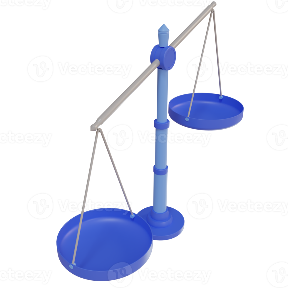 3d justice scale cartoon, unbalanced scale png