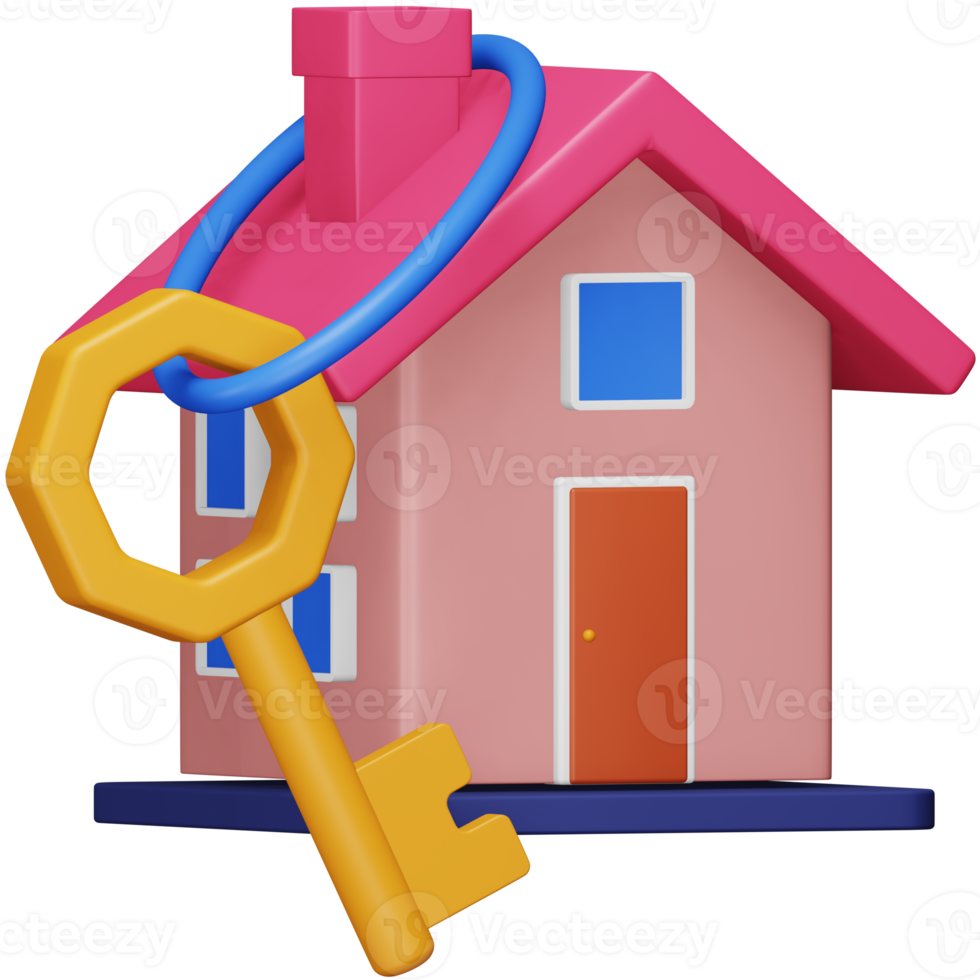 House key 3d rendering isometric icon. png