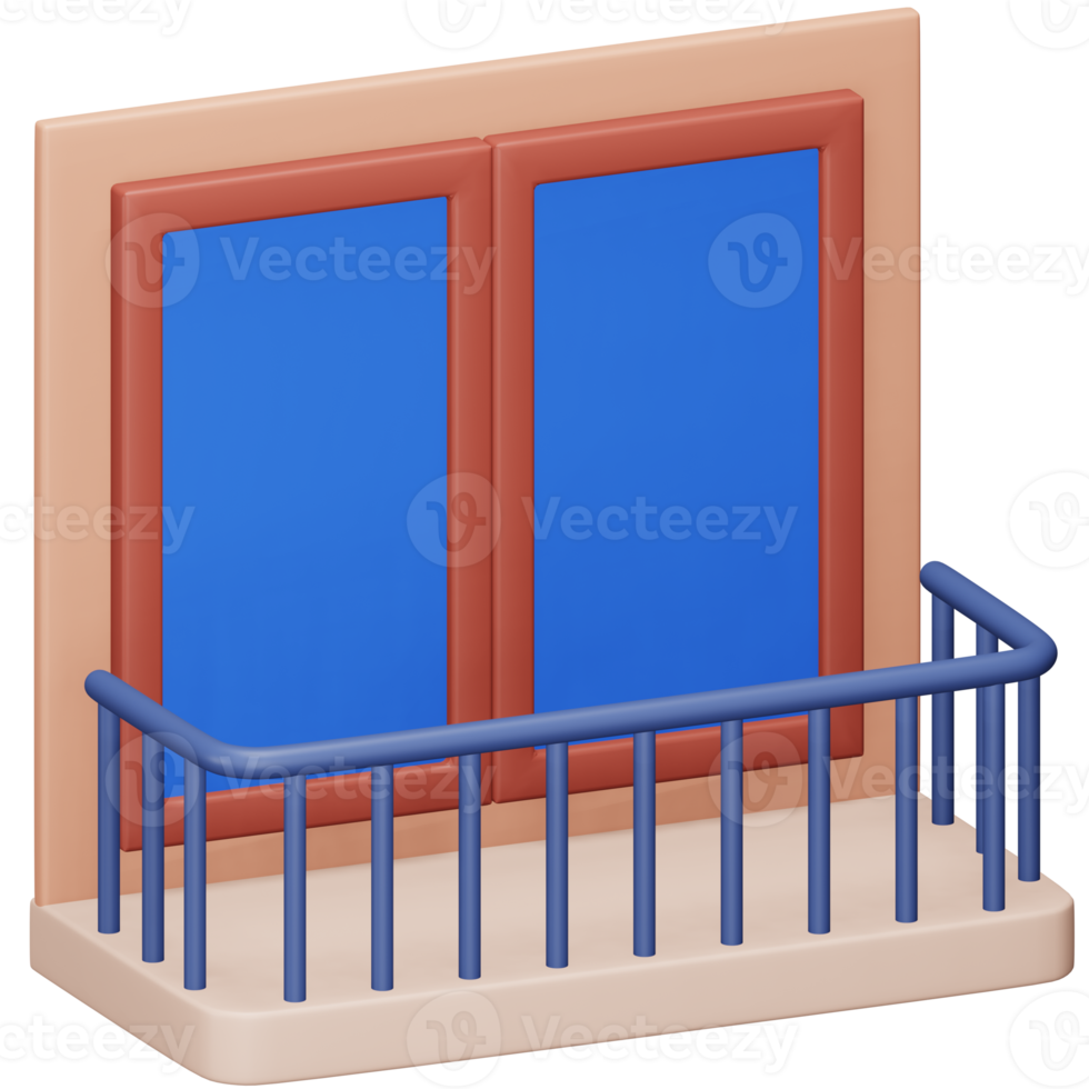 balkon 3d-rendering isometrisches symbol. png