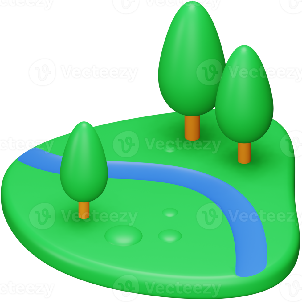 Forest land 3d rendering isometric icon. png