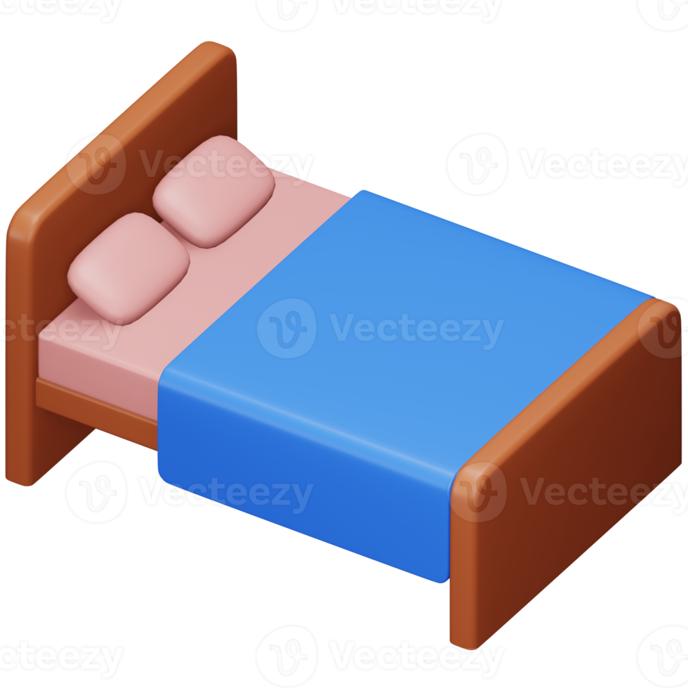 Bedroom 3d rendering isometric icon. png